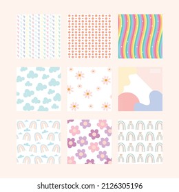 set of nine cute backgrounds