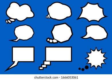 A set of nine dialog icons for comics. Empty spaces for comic book-style labels. Vector illustration.