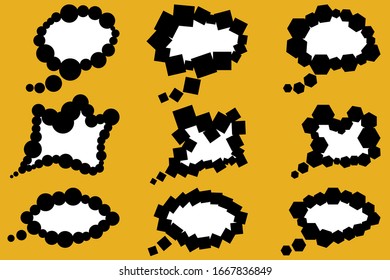 A set of nine dialog icons for comics. Empty spaces for comic book-style labels. Vector illustration.