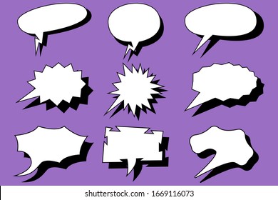 A set of nine dialog icons for comics. Empty spaces for comic book-style labels. Vector illustration.