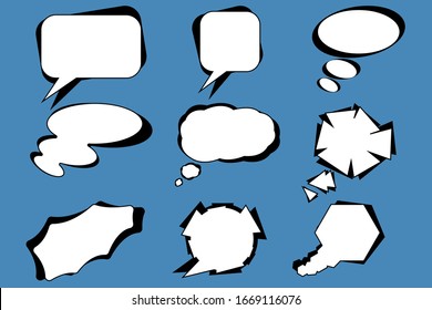 A set of nine dialog icons for comics. Empty spaces for comic book-style labels. Vector illustration.