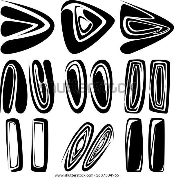 A set of nine different abstract icons. A
set of different variations of the designer direction arrows and
stop icon. Vector
illustration.