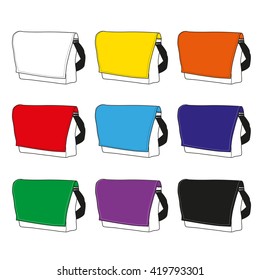 set of nine different colorful clean shopper bags