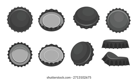 Conjunto de nueve ilustraciones diferentes de blanco y negro