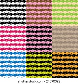 Set of nine differently colored geometric circle patterns