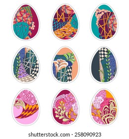 Set of nine Easter eggs with ornament