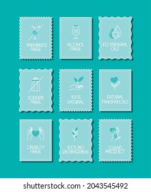 set of nine eco products labels