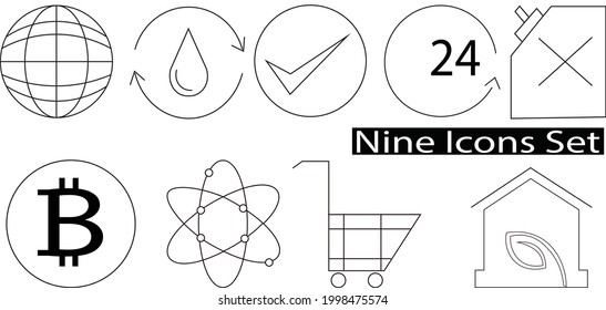 Set of a nine editable Industry Vectors symbols. Set of a nine editable icons.