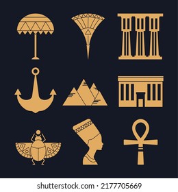 set of nine egypt icons