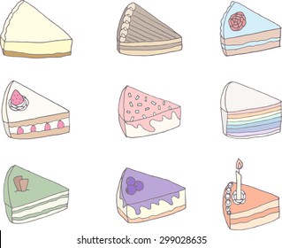 Set of nine fancy cakes