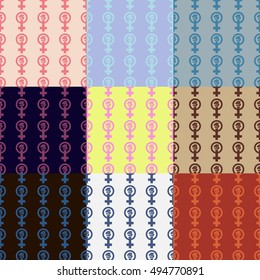 Set of nine feminist seamless patterns. Nice vector illustration