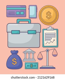 set of nine financial icons