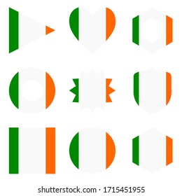Set of nine flags Ireland. Vector icons. 