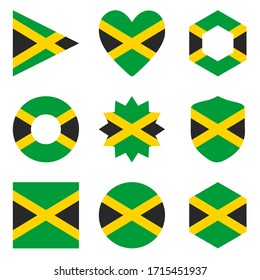 Juego de nueve banderas Jamaica. Iconos vectoriales 