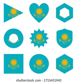 Set of nine flags Kazakhstan. Vector icons. 