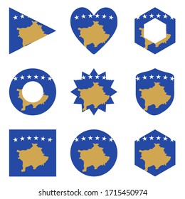 Conjunto de nueve banderas Kosovo. Iconos vectoriales. 