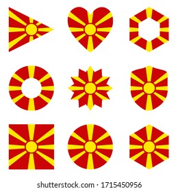 Set of nine flags Macedonia. Vector icons. 