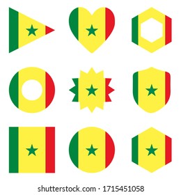 Set of nine flags Senegal. Vector icons. 