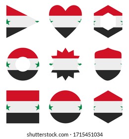 Set of nine flags Syria. Vector icons. 