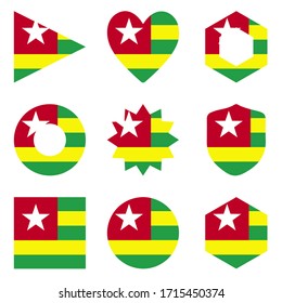 Set of nine flags Togo. Vector icons. National flag of the Togo