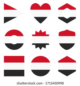 Juego de nueve banderas en Yemen. Iconos vectoriales. 