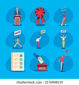 set of nine flat elections items