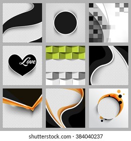 set of nine flat layout material abstract background