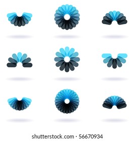 set of nine flower symbols, vector illustration