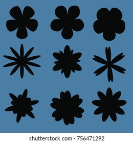 set of nine flower vectors