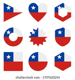 Set of nine form Chile. Vector icons. National flag of the Chile