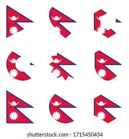 Set of nine form Nepal. Vector icons. National flag of the Nepal