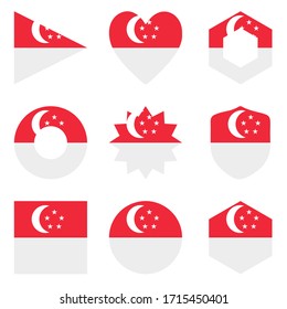Set of nine form Singapore. Vector icons. National flag of the Singapore