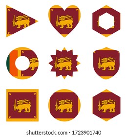 Set von neun Formen Sri Lanka. Vektorsymbole. Nationale Flagge Sri Lankas