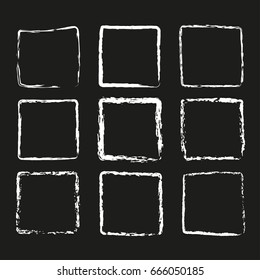 Set of nine frames chalk on a blackboard.
