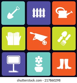 Set of nine garden icons