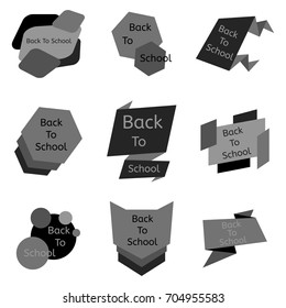 Set of nine grey back to school badges. School labels and icons collection. Vector illustration.
