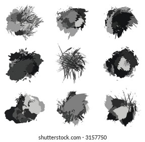 A set of nine grunge splashes.