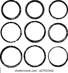 Set of nine grunge style vector templates for rubber stamps