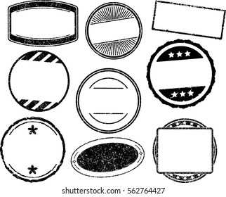 Set of nine grunge vector templates for rubber stamps