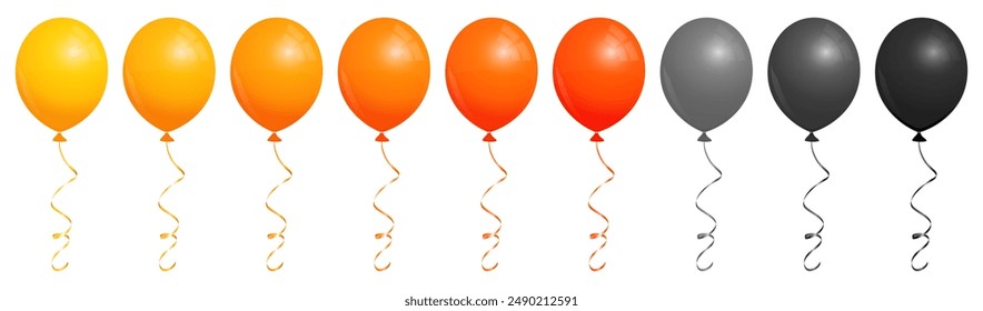 Set of nine halloween balloons