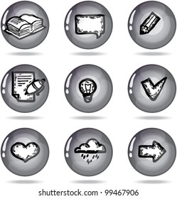 set of the nine icon for web. pen. lamp. note. cloud. heart. book. chart. check. arrow