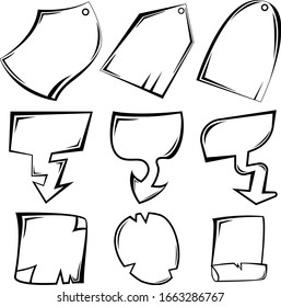 A set of nine icons in a casual design. Frames for different purposes. Vector illustration.