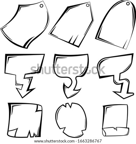 A set of nine icons in a casual design. Frames for different purposes. Vector illustration.