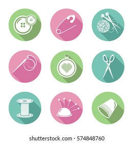 Set of nine icons on the theme of the handmade.