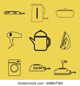 Set of nine icons on a theme kitchen attributes. Household appliances