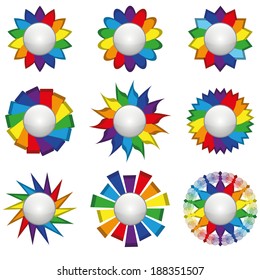 Set of nine icons of rainbow on a white background. Isolated Objects