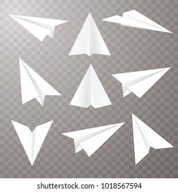 set of nine isolated paper planes, vector editable illustration