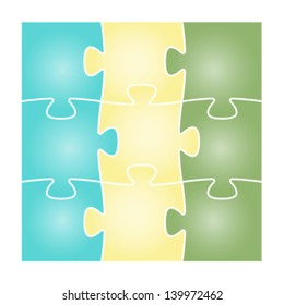 Set of nine isolated puzzle pieces in the square composition / puzzle background