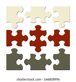 The set of nine isolated puzzle pieces / The isolated retro puzzle pieces / The puzzle