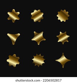 Set of nine Luxury Flat sparkling star buttons collection, modern gold of wink stars used for effect and celebrated elements vector template design